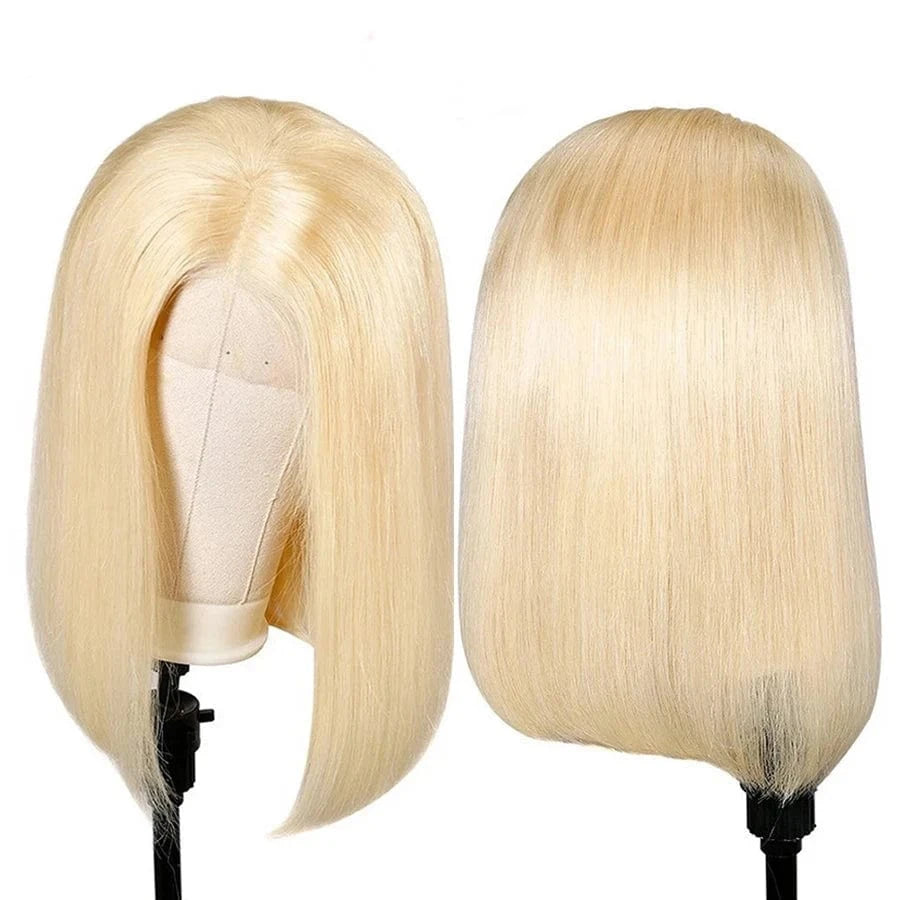 16 Inches / blonde color 180% density transparent lace 13*4 straight Bob wig 180% Brazilian Virgin Hair HD Lace Front Bob Wig
