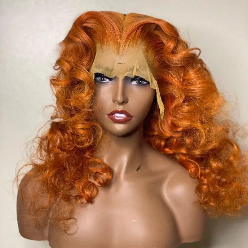 16 Inches / Ginger Orange Color Ginger Orange Color Loose Wave Virgin Brazilian Cuticle Aligned Human Hair Lace Front Wigs