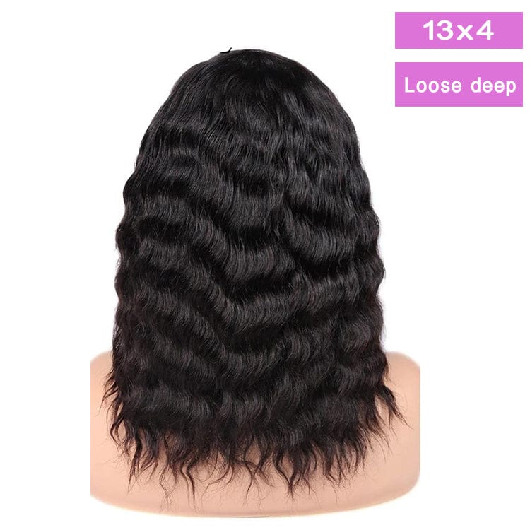 16 Inches / Loose deep 13x4 Moonhair 150 Density Black Color 4X4 5X5 13X4 Lace Closure New Design Short Human Hair Peruvian Bob Wigs Lace Front