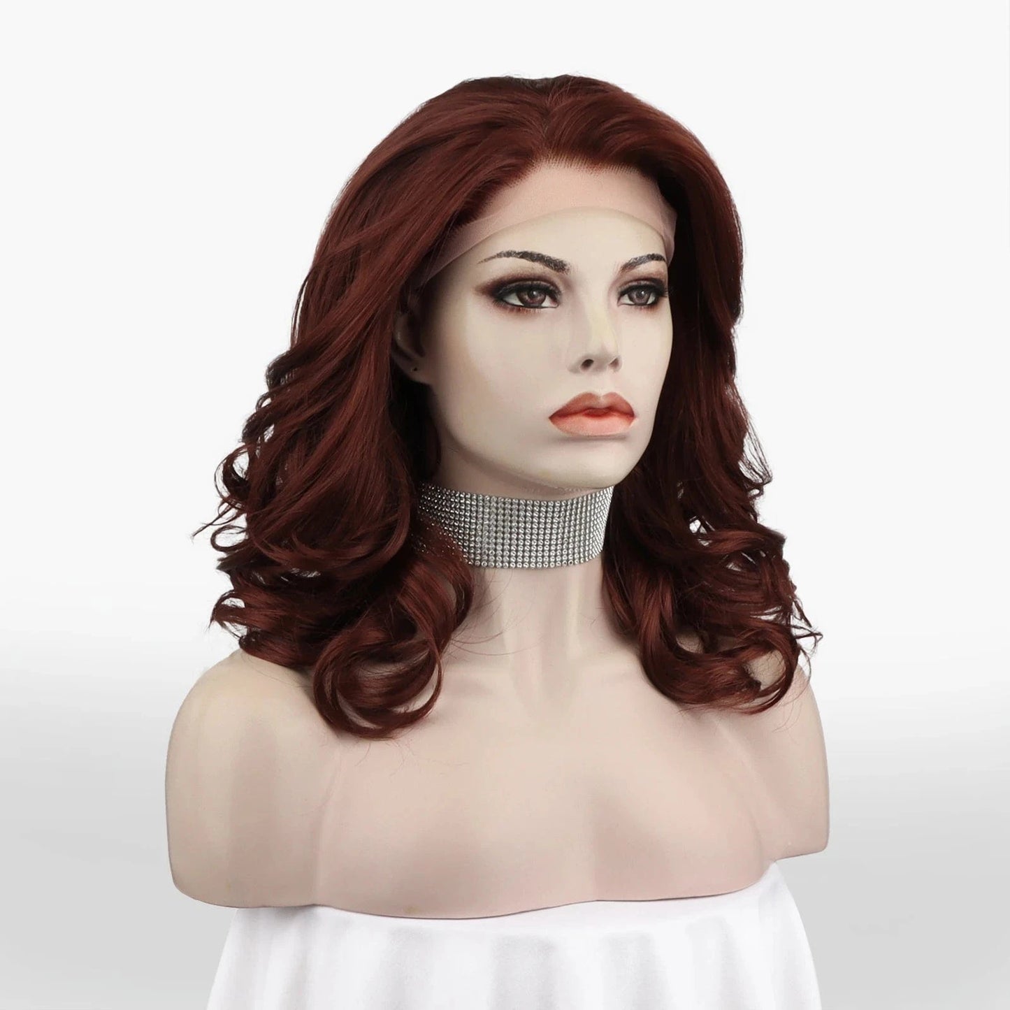 16 Inches / N19-35-GL Celebrity 16inch Short bob cut solid color red hair Matte Heat Resistant Fiber synthetic wigs vendor