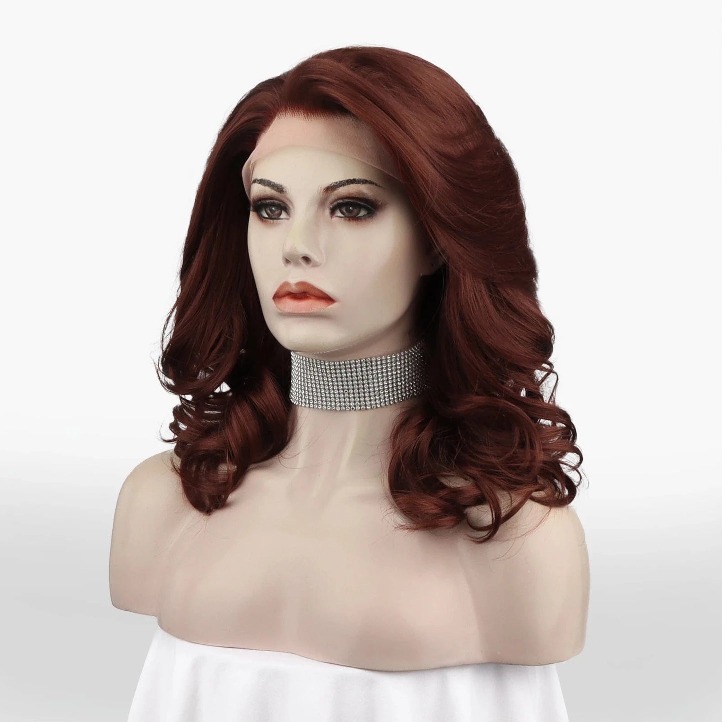16 Inches / N19-35-GL Celebrity 16inch Short bob cut solid color red hair Matte Heat Resistant Fiber synthetic wigs vendor