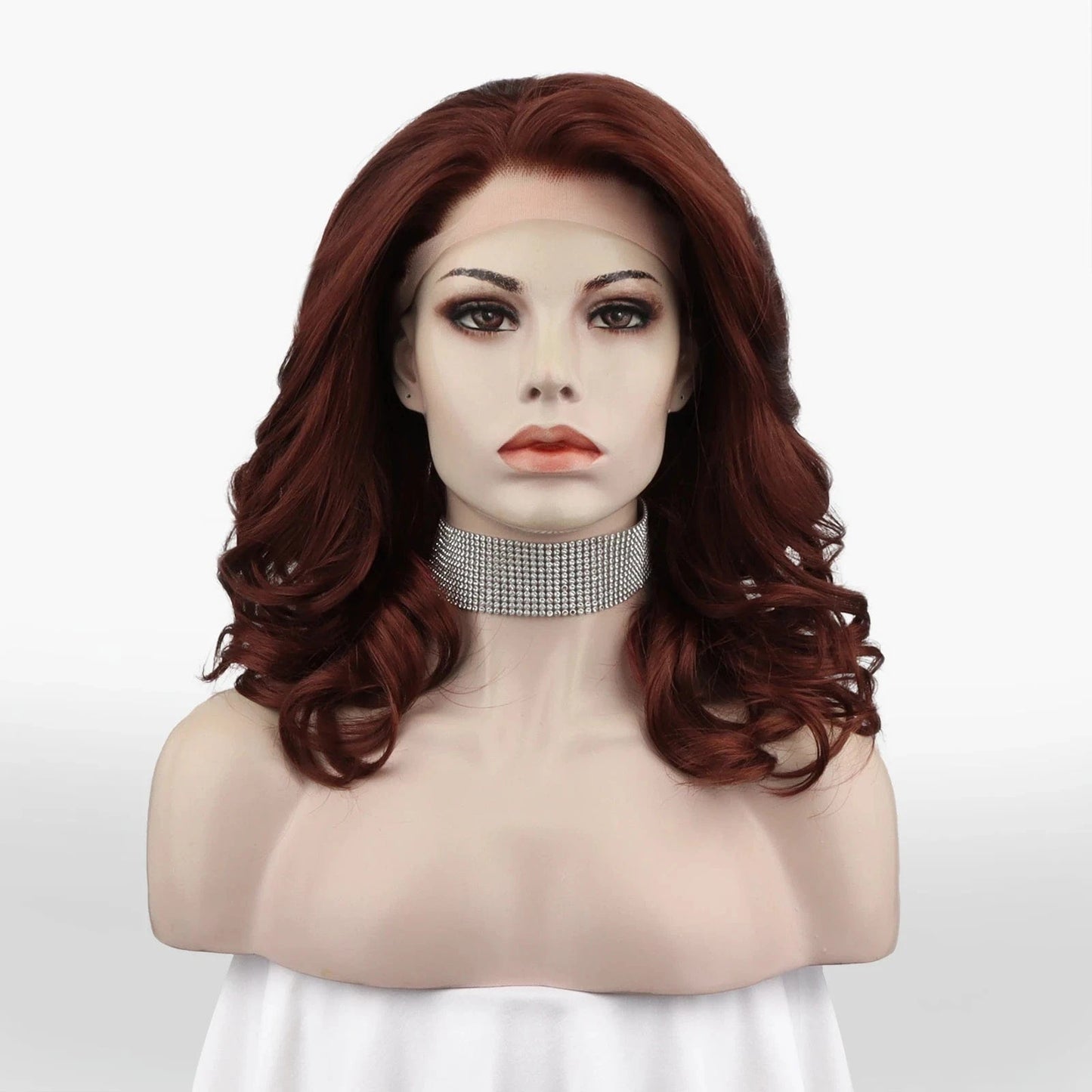 16 Inches / N19-35-GL Celebrity 16inch Short bob cut solid color red hair Matte Heat Resistant Fiber synthetic wigs vendor