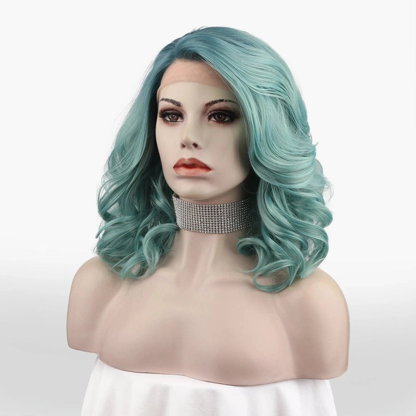 16 Inches / N19-T1301/4516M-GL Celebrity 16inch Short bob cut ombre blue hair Matte Heat Resistant Fiber synthetic wigs vendor