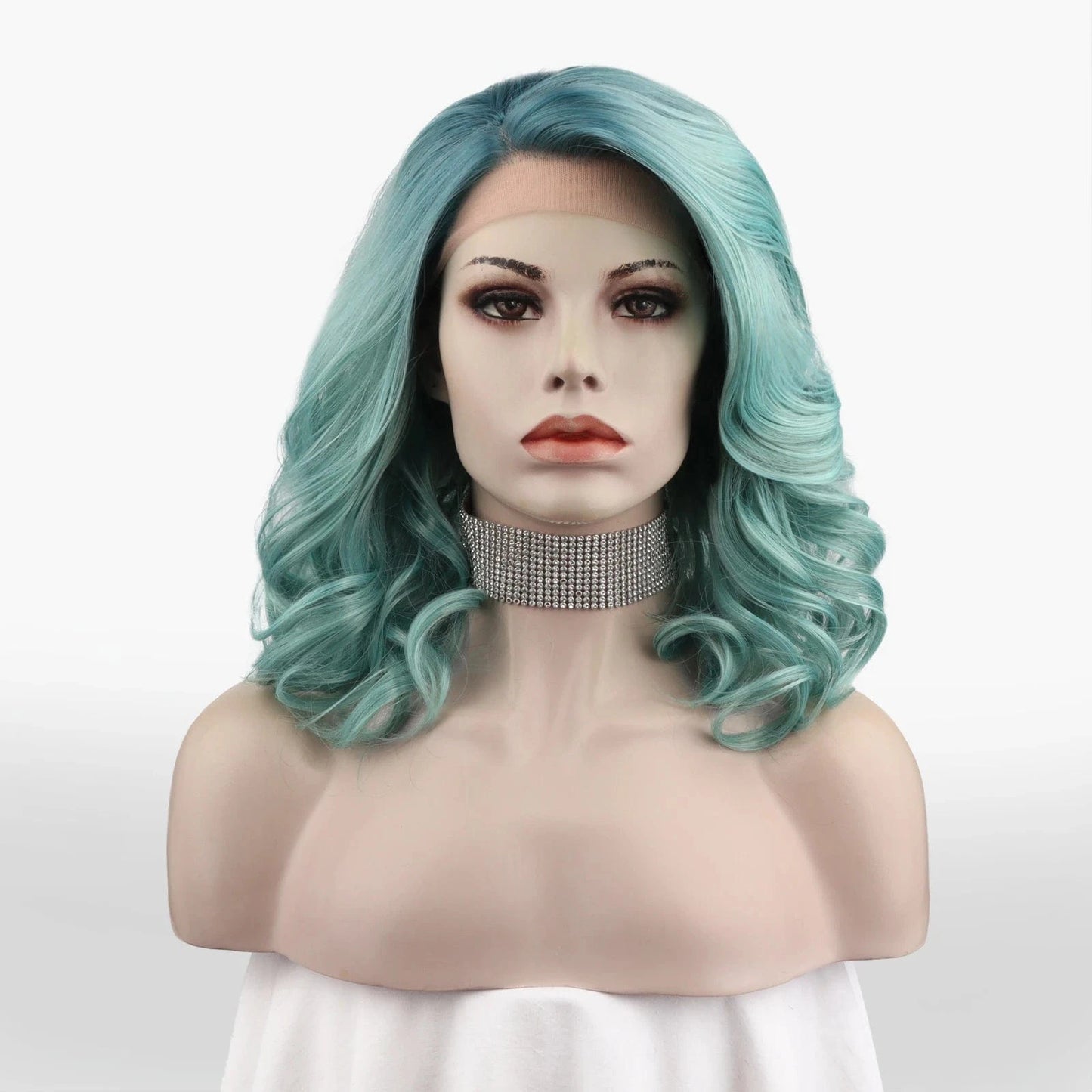 16 Inches / N19-T1301/4516M-GL Celebrity 16inch Short bob cut ombre blue hair Matte Heat Resistant Fiber synthetic wigs vendor