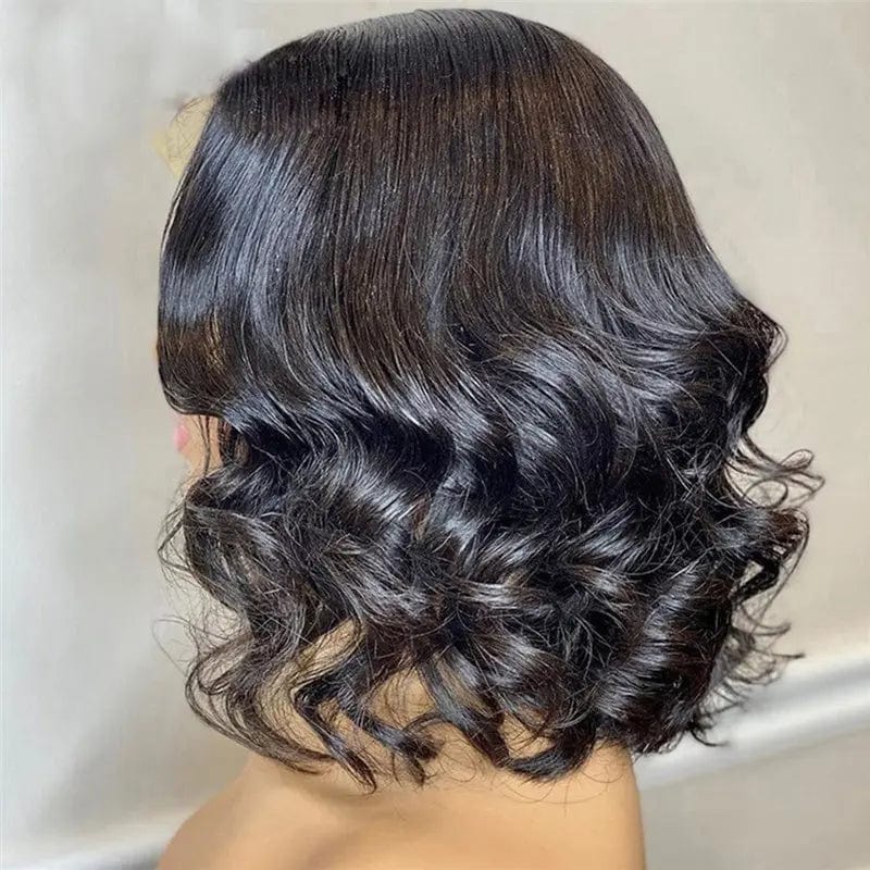 16 Inches / Natural Color Curly Wigs Natural Color Middle Part Cuticle Hair