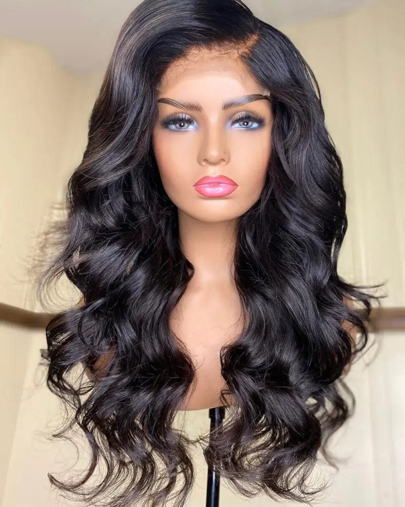 16 Inches / #Natural Color Wholesale Brazilian Human Hair Lace Front Wigs With Baby Hair Natural Black Body Wave Pre Plucked Cuticle Aligned Hair Wigs