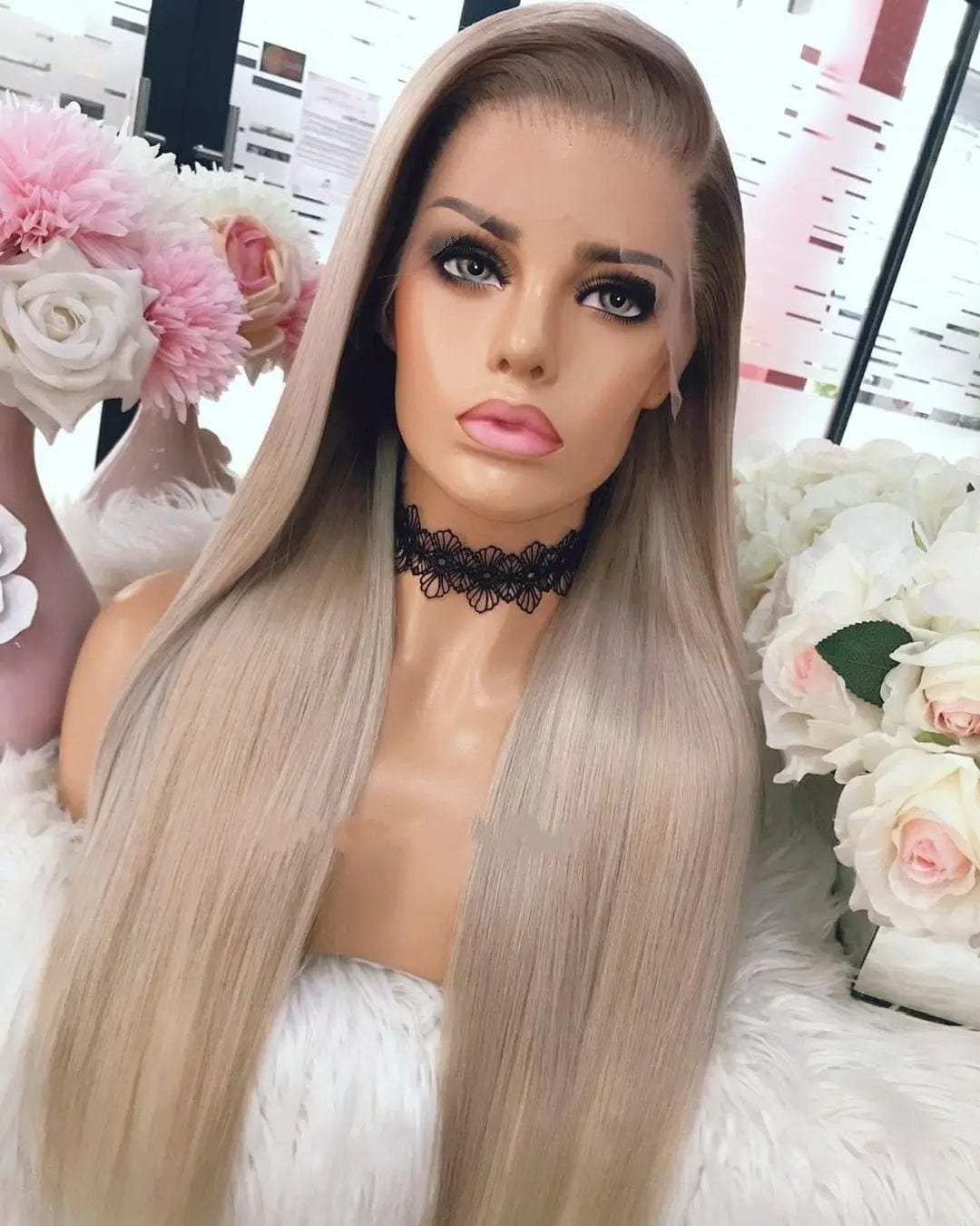 16 Inches / # style5 Full Long Inches Natural Black Brown Highlight Color Straight Vietnam Human Hair Pre Plucked Lace Front Wigs