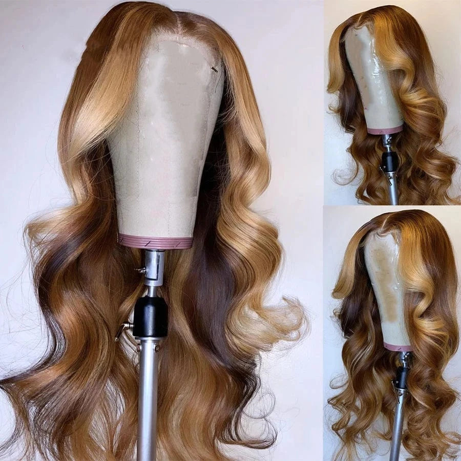 16 Inches / Wig 12 Glueless Quality Wig Cheap Price #4 613 Blonde Highlight Soft Virgin Remy Cuticle Aligned Human Hair Lace Front Wigs For Women