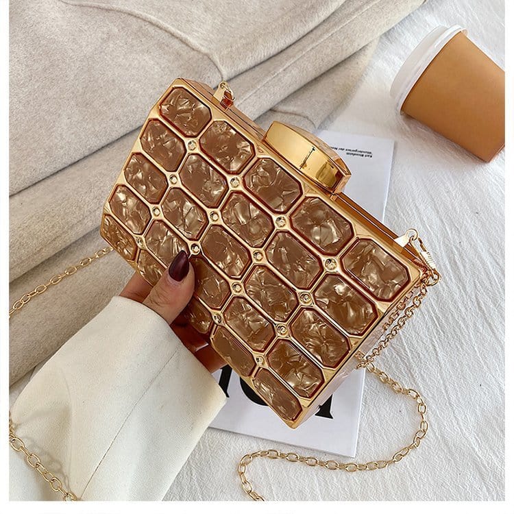 17*4*11cm / Gold Wholesale beautiful luxury shoulder bag metal clutch party bags evening purse for ladies