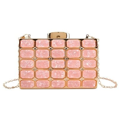 17*4*11cm / Pink Wholesale beautiful luxury shoulder bag metal clutch party bags evening purse for ladies