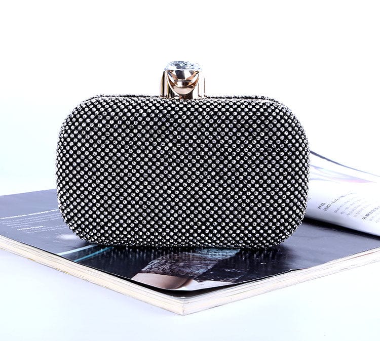 17*5*10cm / black Wholesale Classic Crystal Evening Bag Diamond Box with Satin Lining for Women Party Dinner Prom Banquet Evening Clutch Purse