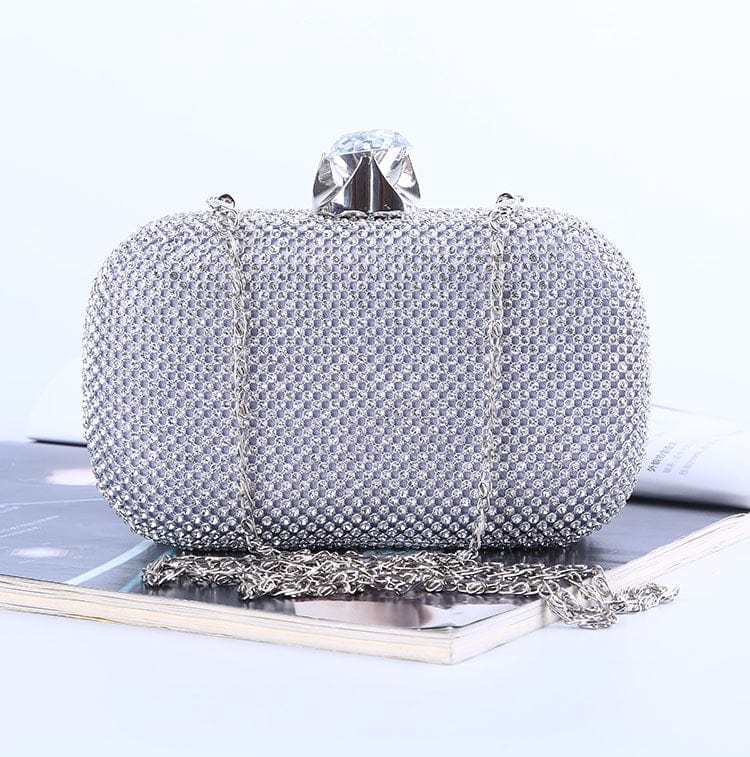 17*5*10cm / silver Wholesale Classic Crystal Evening Bag Diamond Box with Satin Lining for Women Party Dinner Prom Banquet Evening Clutch Purse