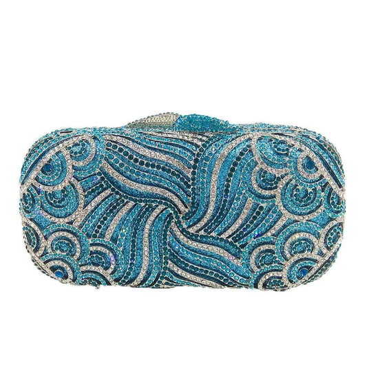 17.5X9X5CM / Blue Fancy Ladies Hot Design Rhinestones Crystal Evening Purse Handbag Wedding Bags Diamond Purses Party Crystal Clutches