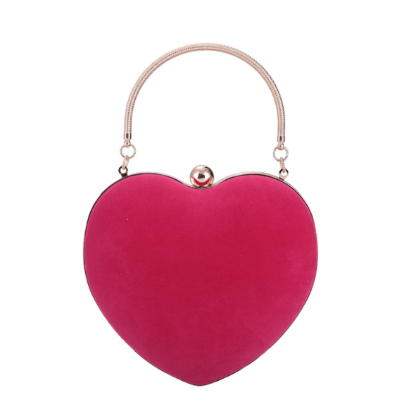 17*7*15cm / Pink Fashion Velvet Heart Shape Women Party Purse Evening Banquet gathering Ladies Handbag For Ladies