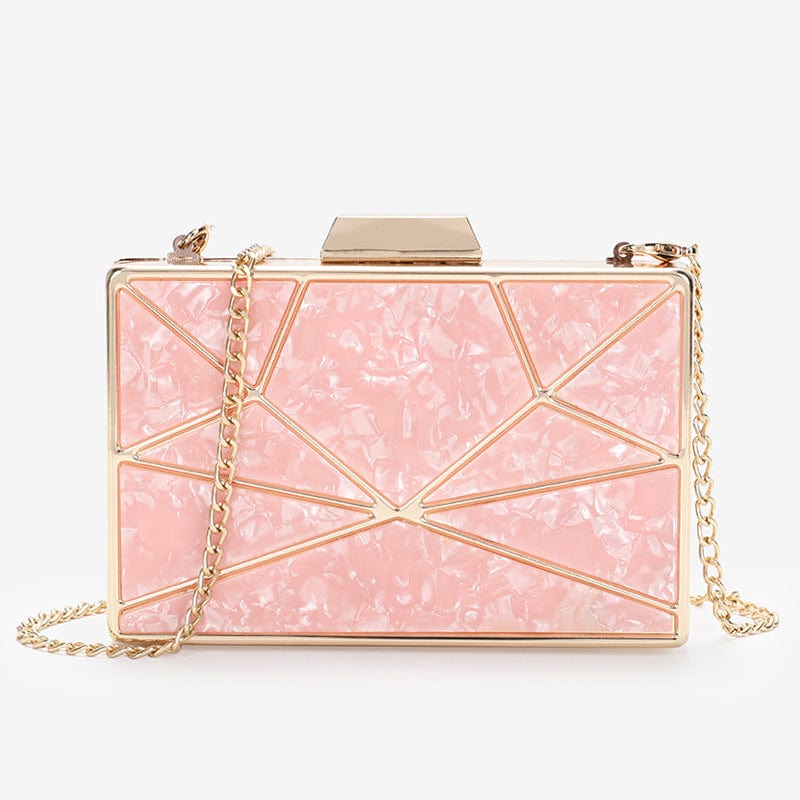17.8*4*12.5cm / Pink Wholesale beautiful luxury shoulder bag metal clutch party bags evening purse for ladies