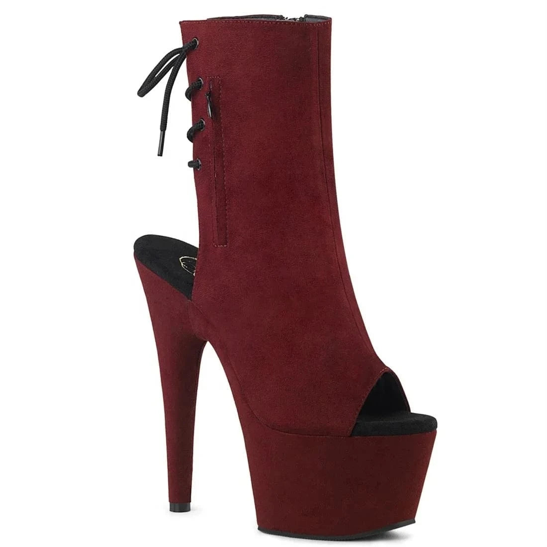 17cm sexy suede hat-sky-high ankle boots with inner zip and high heel pole dancer boots