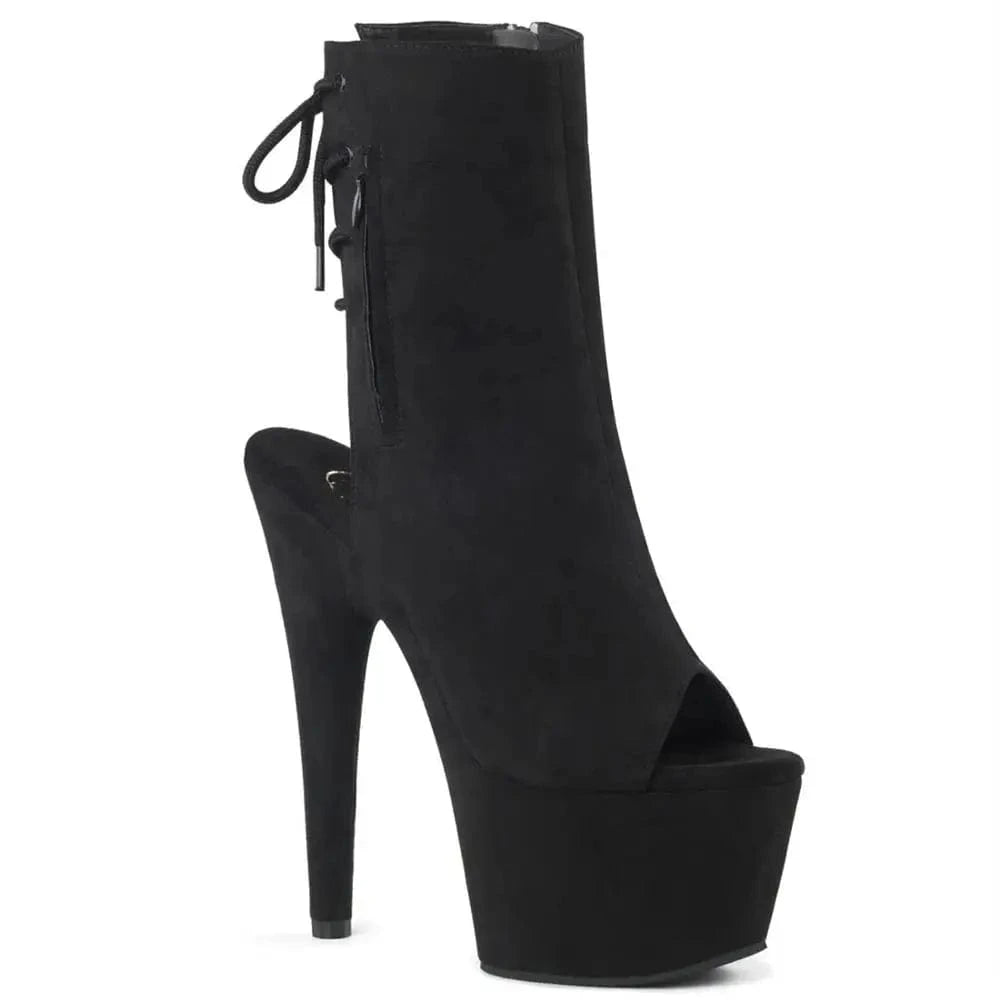 17cm sexy suede hat-sky-high ankle boots with inner zip and high heel pole dancer boots