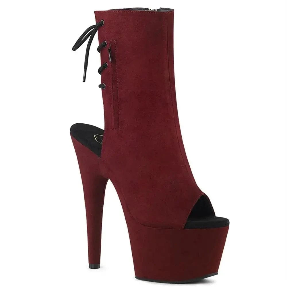 17cm sexy suede hat-sky-high ankle boots with inner zip and high heel pole dancer boots