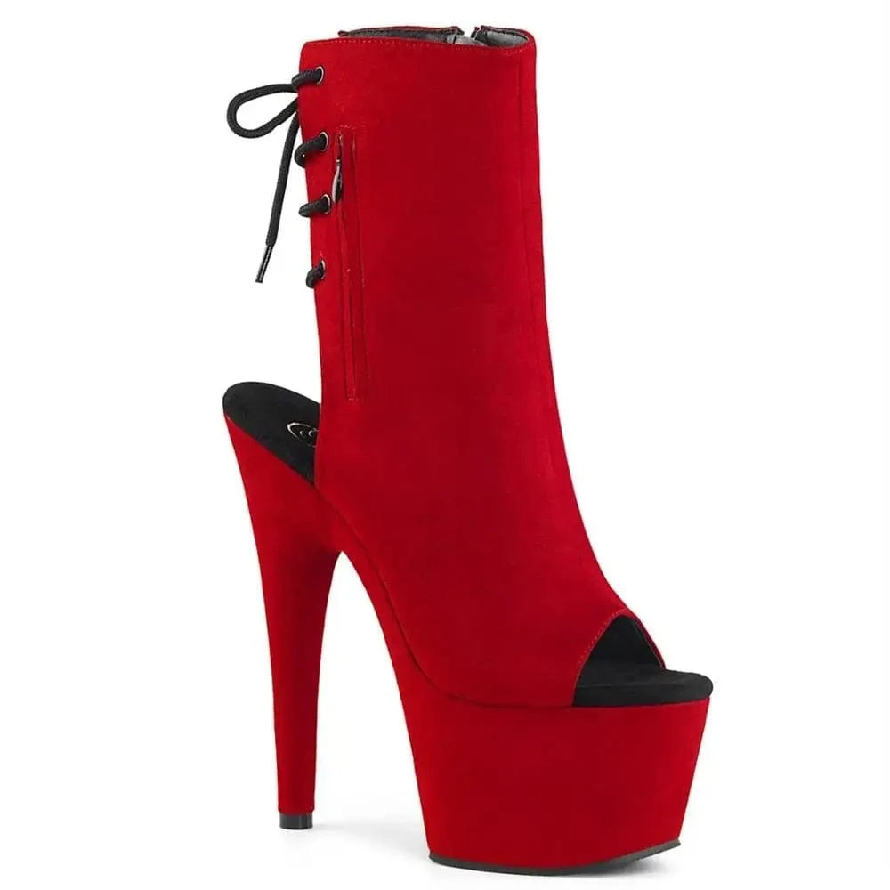 17cm sexy suede hat-sky-high ankle boots with inner zip and high heel pole dancer boots