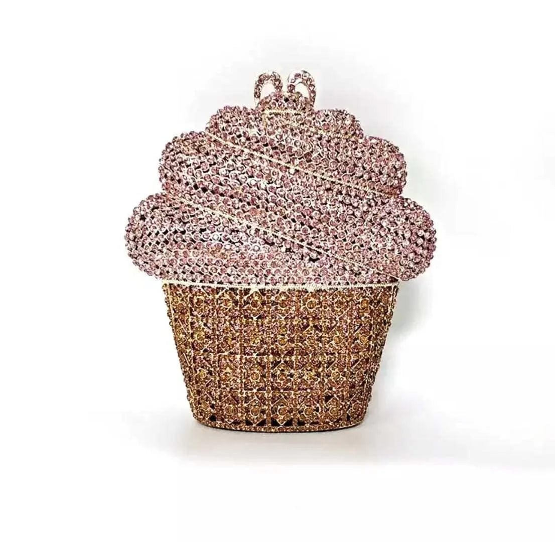 17X17X5CM / Pink 2 China Factory Price Metal Strap Women Crystal Rhinestone Clutch Bag For Formal Party Fun Ice Cream Evening Bag