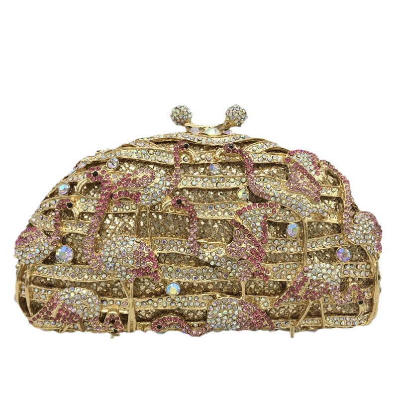 17X6X10CM / silver Hot Selling Ladies Flamingo Clutch Women Crystal Evening Purses and Handbags Luxury Wedding Party Bridal Rhinestone Bag