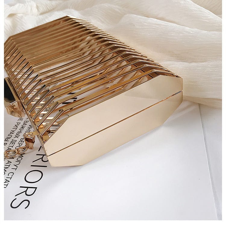 18*11*5CM / As picture JANHE Luxury sac a main femme Party Handbags Chain Golden Evening Bag Clutch Box Cage Purse