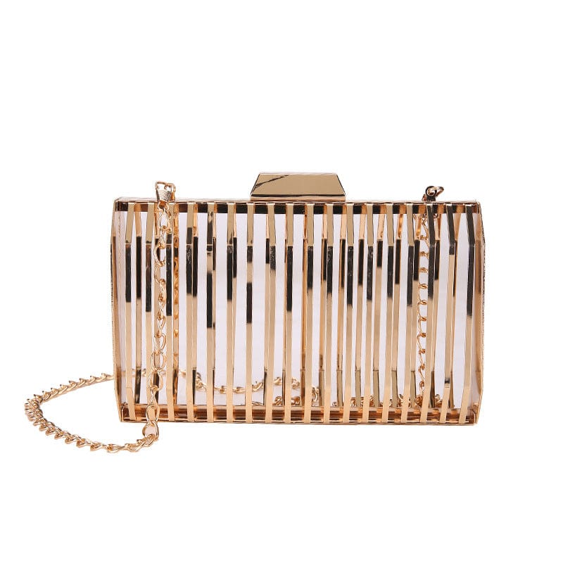 18*11*5CM / As picture JANHE Luxury sac a main femme Party Handbags Chain Golden Evening Bag Clutch Box Cage Purse