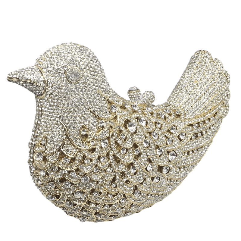 18.5X7.5X13CM / silver Luxury Cute Rhinestone Purses and Handbags 3D Bird Shape Women Crystal Evening Animal Clutch Bags for Wedding Party