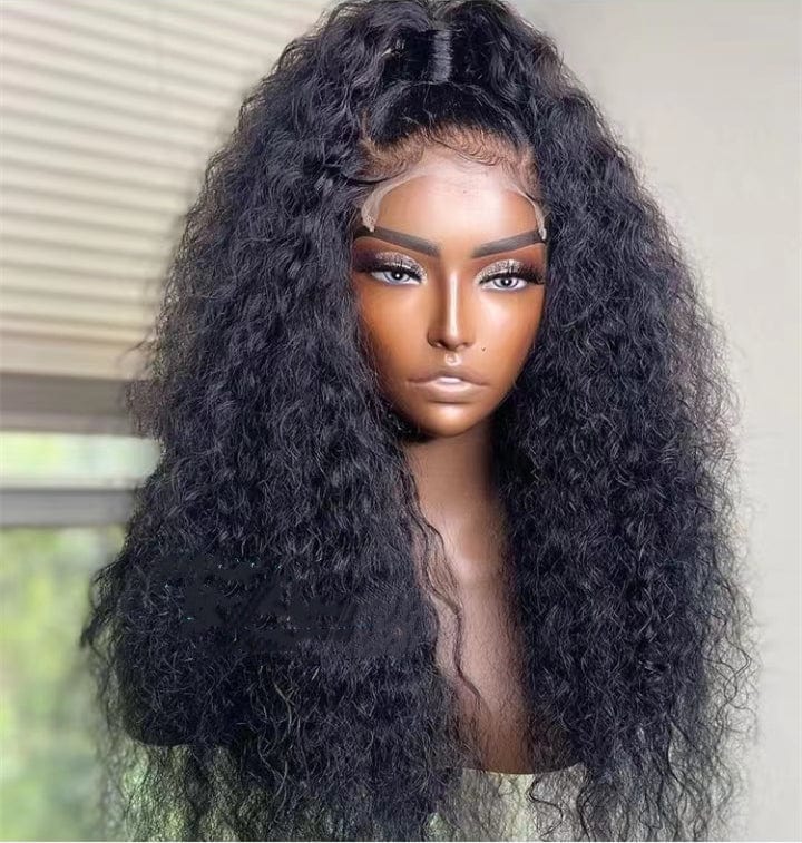 18 Inches / 130% Density 13*4 Lace Front Wig 3 Drop Shipping High Ponytail Deep Curly Raw Hair Full 180% Density Double Welf Lace Frontal Closure Wigs For Black Women