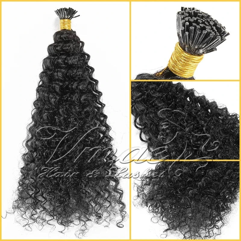 18 Inches / 3C I tip Vmae 4A 4B 3C Afro Kinky Curly Raw Vietnamese Nail K Tips Keratin 100% Human Remy Hair V U Flat I Tip Hair Extensions Human Hair