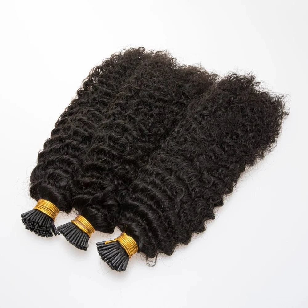 18 Inches / 3C VMAE Raw Virgin Vietnamese Remy Cuticle Microlink I Tips 4C Afro Kinky Curly Hair Extensions 100% Natural I Tip Hair Extension