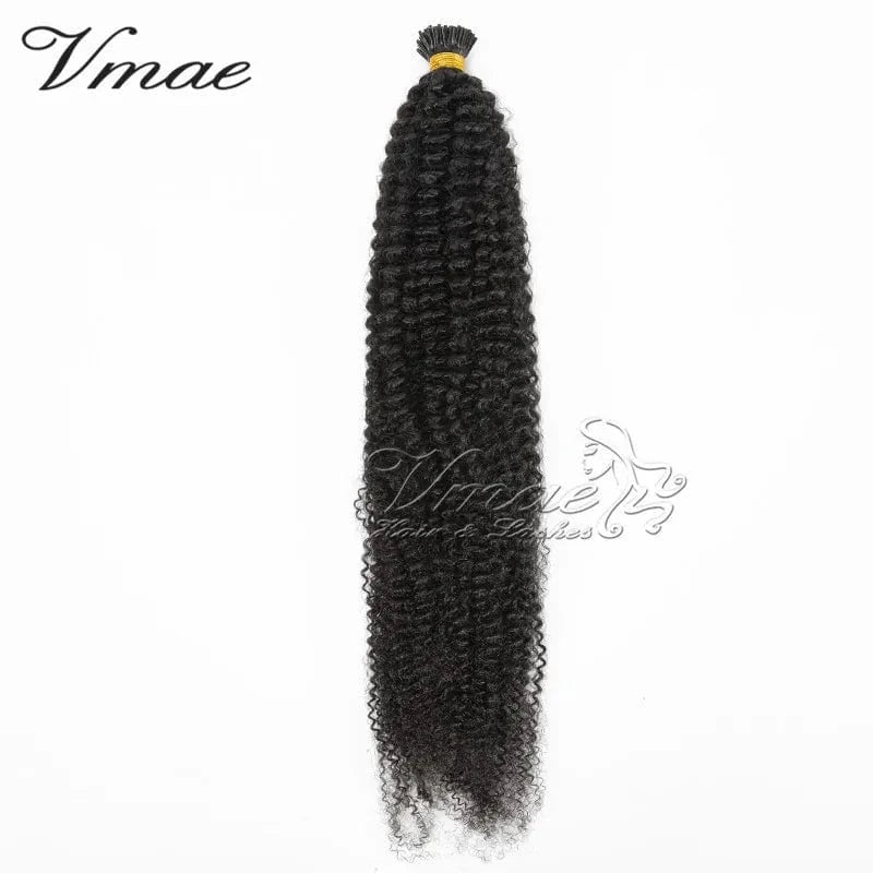 18 Inches / 4A I tip Vmae 4A 4B 3C Afro Kinky Curly Raw Vietnamese Nail K Tips Keratin 100% Human Remy Hair V U Flat I Tip Hair Extensions Human Hair