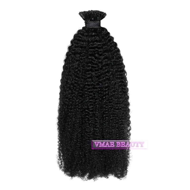 18 Inches / 4C VMAE Raw Virgin Vietnamese Remy Cuticle Microlink I Tips 4C Afro Kinky Curly Hair Extensions 100% Natural I Tip Hair Extension