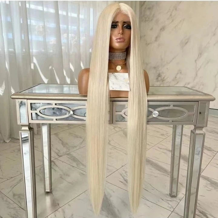 18 Inches / #60 150% Density Freedom Long Natural 1b 613 60 Color Bone Straight Pre Plucked Virgin Remy Cuticle Human Hair Lace Front Wigs
