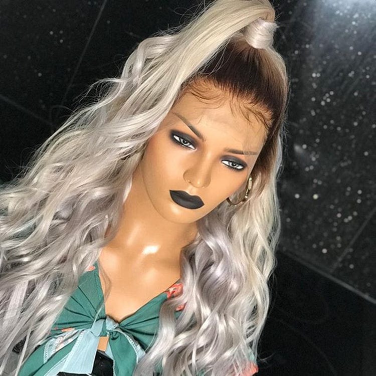 18 Inches / Color 17 Transparent Lace Platinum Blonde Body Wave Pre Plucked European Virgin Human Hair Lace Front Wig