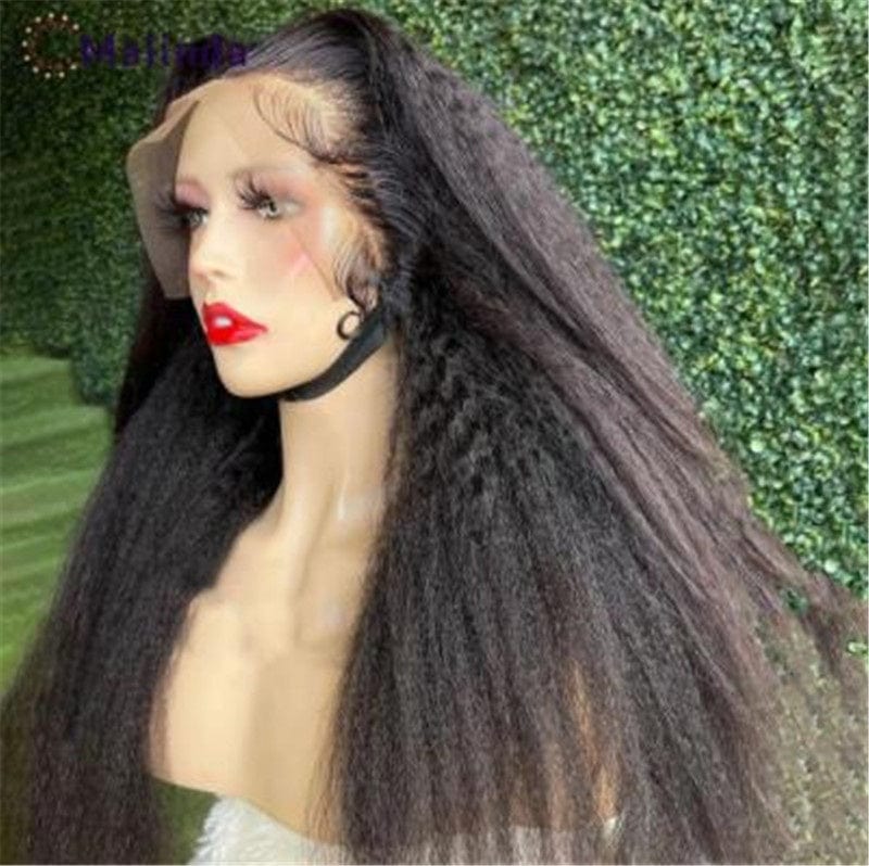 18 Inches / Color 8 Original Afro Kinky Curly 400% High Density Full Cuticle Aligned Human Hair HD Lace Frontal Closure Wigs