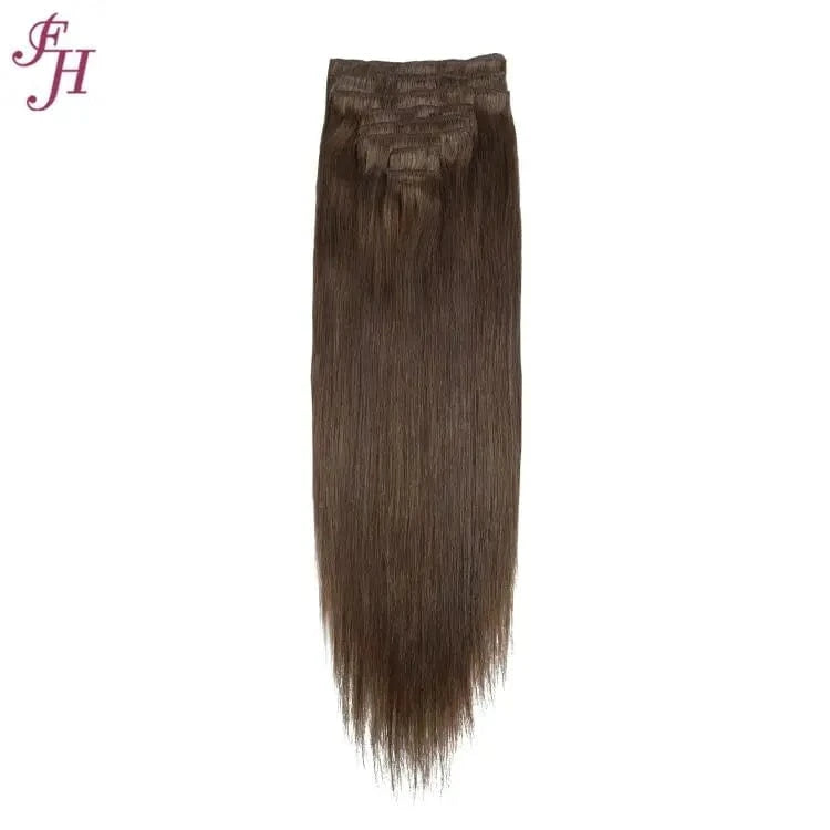 18 Inches / Straight #2 FH Wholesale Luxury Remy Clip In Hair Extensions 22" 100% Double Drawn Hair Extension Human Remy Clip In Hair Extension