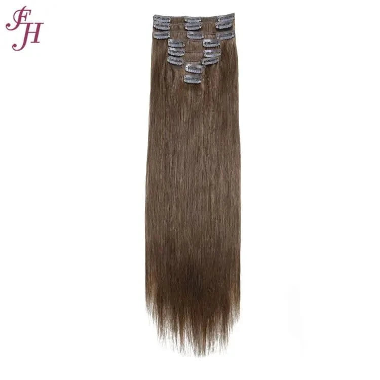 18 Inches / Straight #2 FH Wholesale Luxury Remy Clip In Hair Extensions 22" 100% Double Drawn Hair Extension Human Remy Clip In Hair Extension