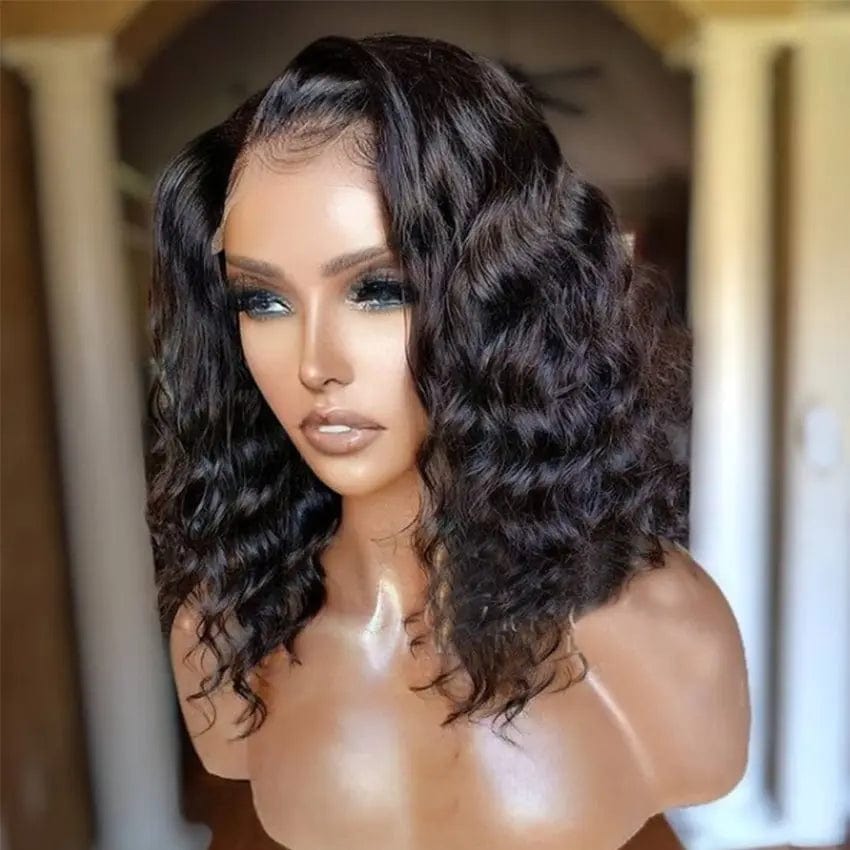 18 Inches / # style1 Cuticle Aligned Natural Black Color Deep Curly Wig