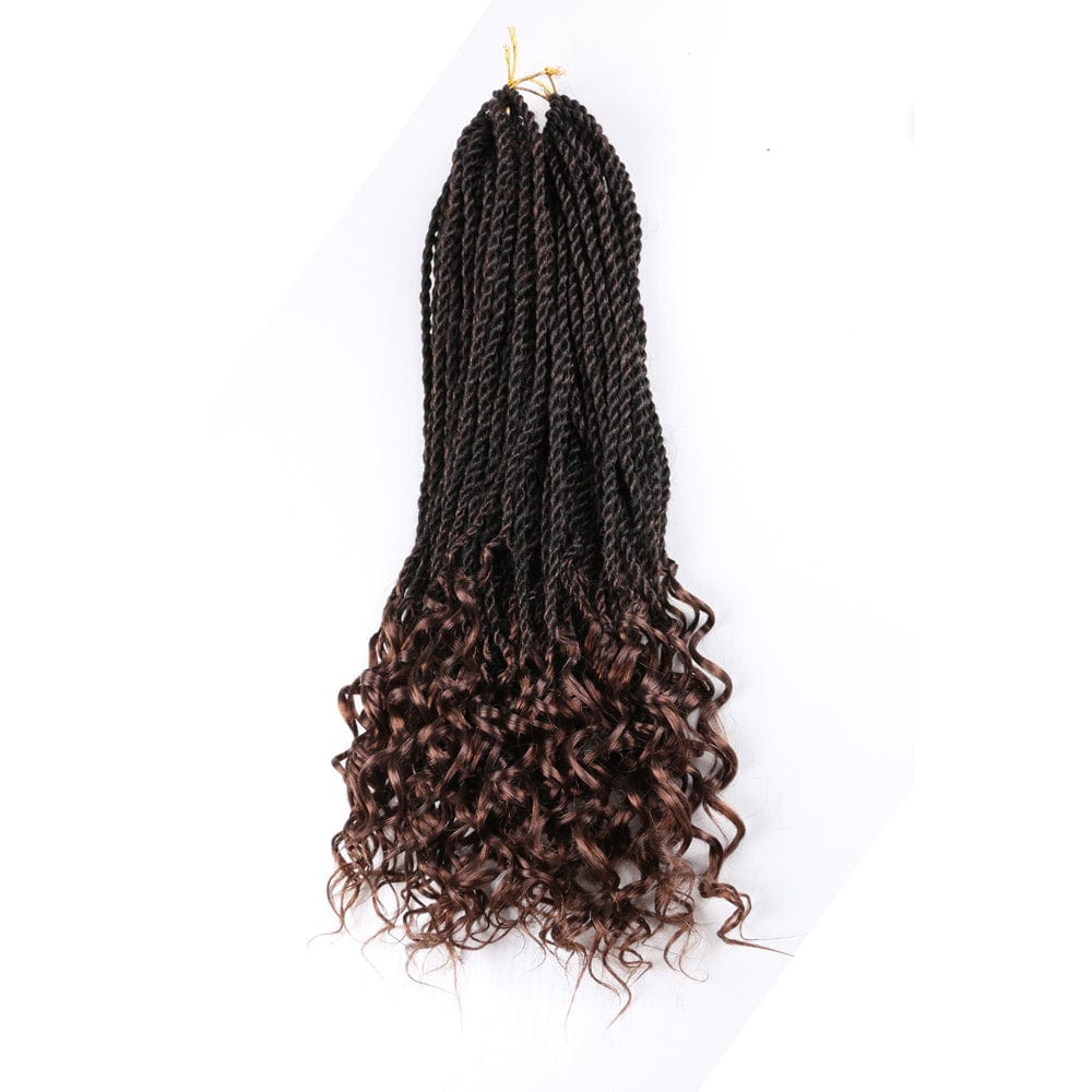 18 Inches / T30 Hot sell 18inch 30stands synthetic braiding hair synthetic hair extensions with wavy ends curly senegalese twist hair