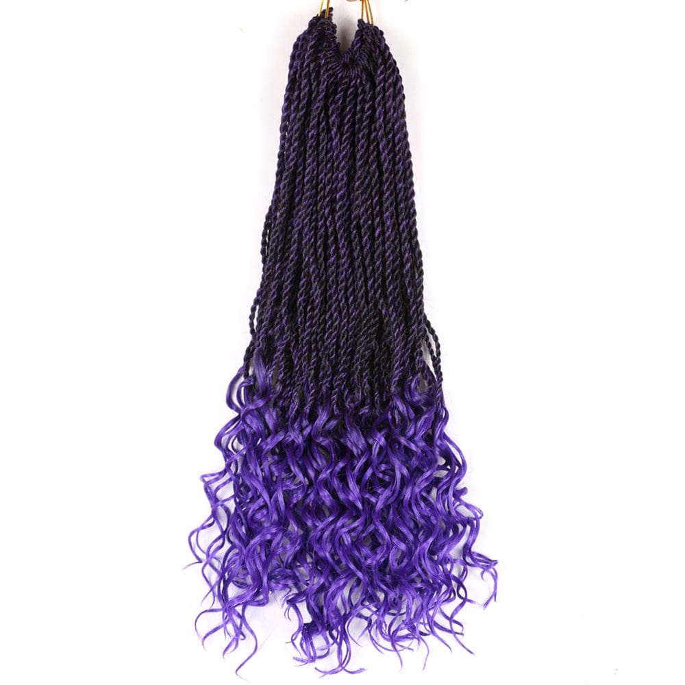 18 Inches / Tpurp Hot sell 18inch 30stands synthetic braiding hair synthetic hair extensions with wavy ends curly senegalese twist hair