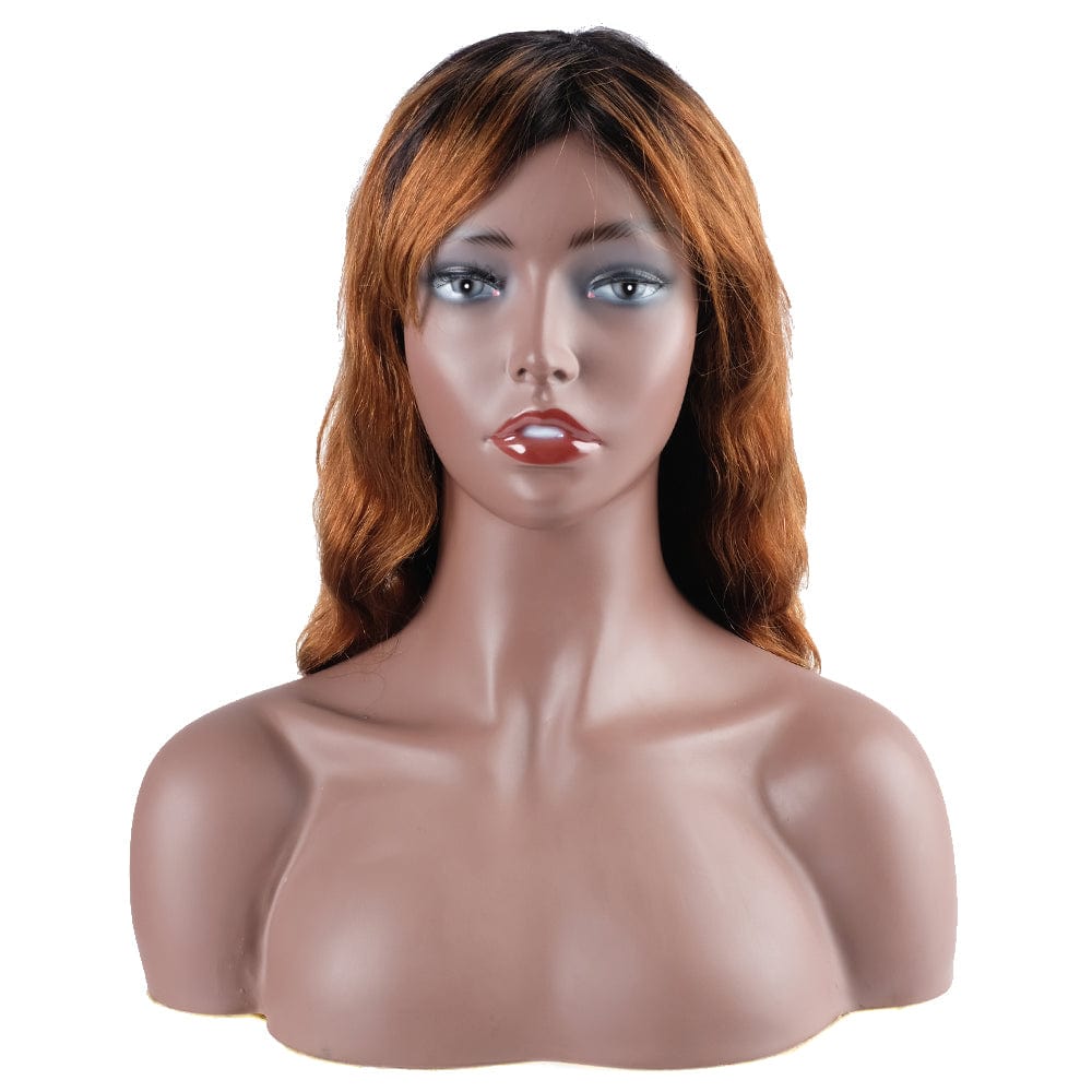 18 Inches / #TT1B-30 Rebecca None Lace Wigs Remy Human Hair Non lace front Glueless Machine Made Wigs Body Wave Human Hair Wigs with Bangs