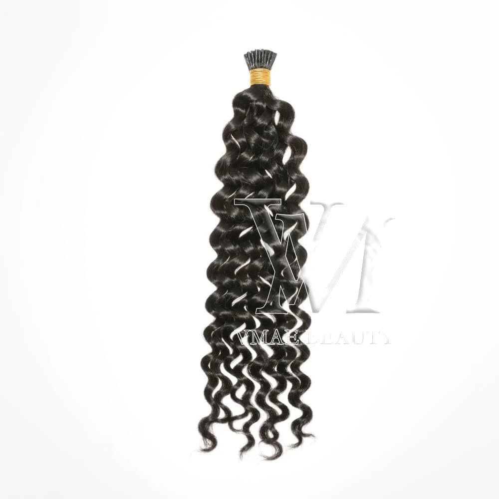 18 Inches / water wave VMAE Raw Virgin Vietnamese Remy Cuticle Microlink I Tips 4C Afro Kinky Curly Hair Extensions 100% Natural I Tip Hair Extension