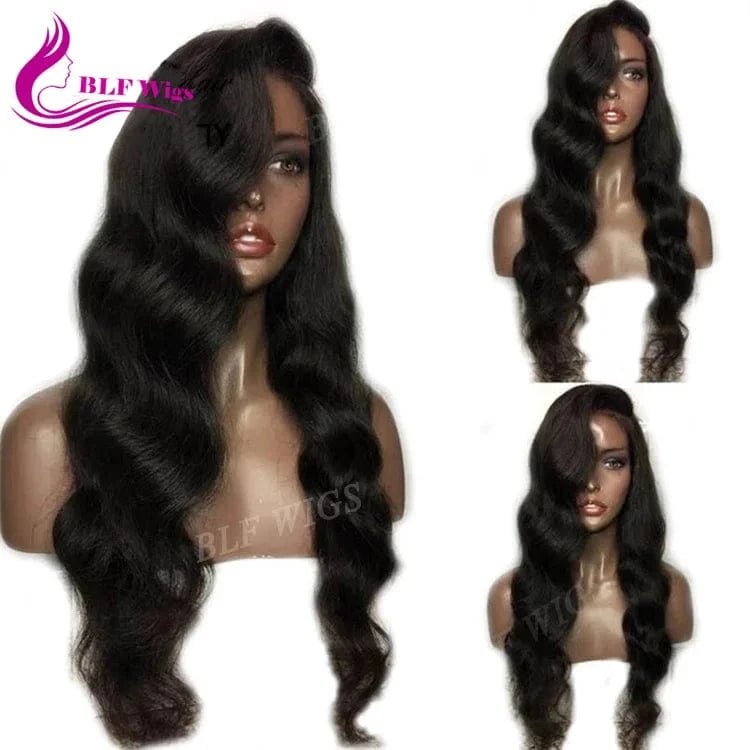 180% Heavy Density Virgin Brazilian Human Hair Lace Front Wigs Natural Hairline for Black Women