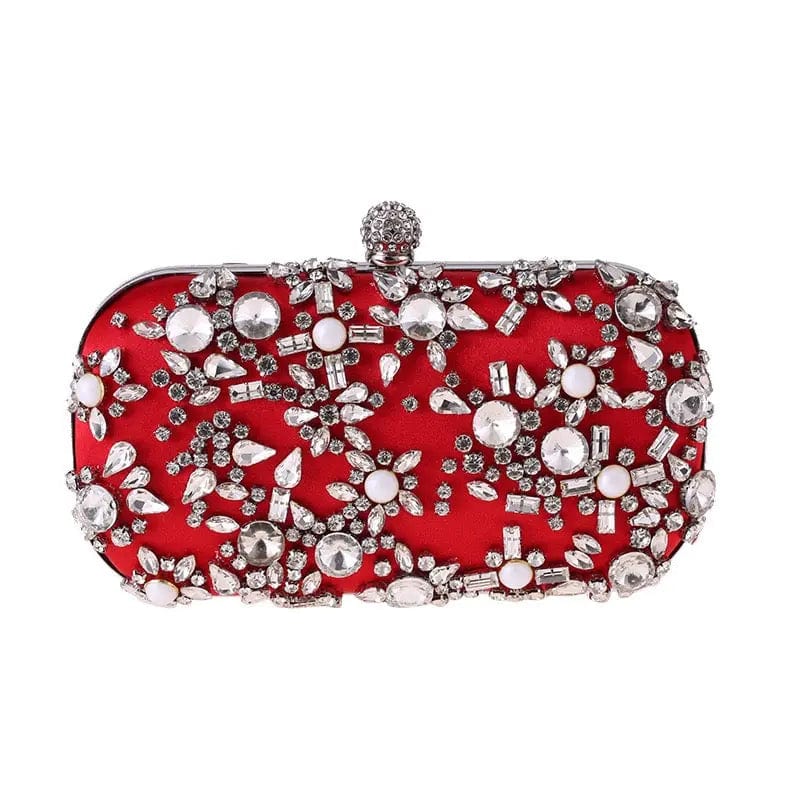 18X10X5CM / Red Luxury Rhinestone Party Purse Crystal Rhinestone Clutch Bag Diamond Handmade Purse Ladies Clutch Evening Bag