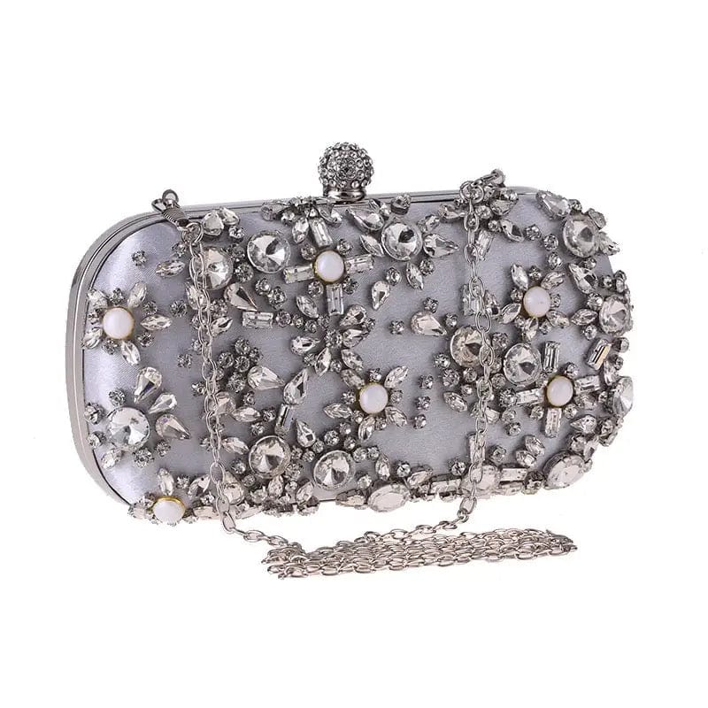 18X10X5CM / silver Luxury Rhinestone Party Purse Crystal Rhinestone Clutch Bag Diamond Handmade Purse Ladies Clutch Evening Bag