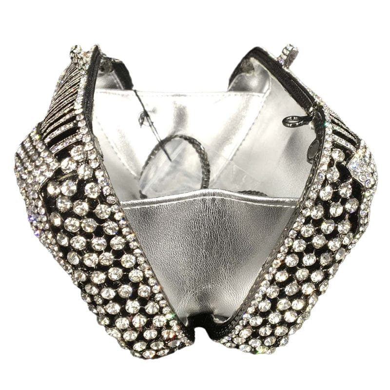 18X10X7CM / silver Elegant Women Bow Evening Bags Wedding Party Rhinestone Handbags Ladies Crystal Clutch Purse