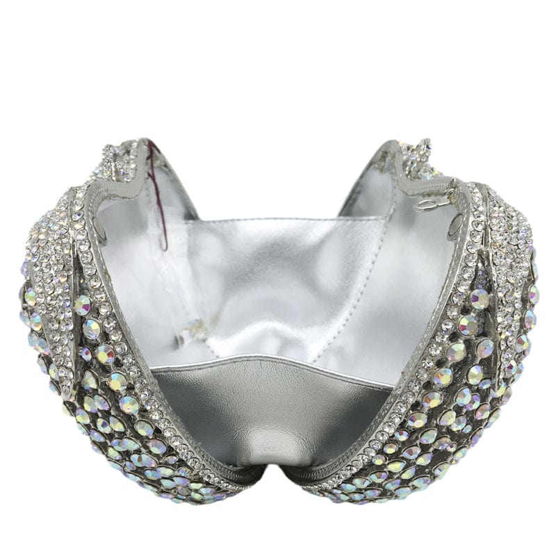 18X12X8CM / silver Luxury Rhinestones Handbag and Purses Silver AB Crystal Pumpkin Women Mini  Evening Clutch Bag Wedding Purse