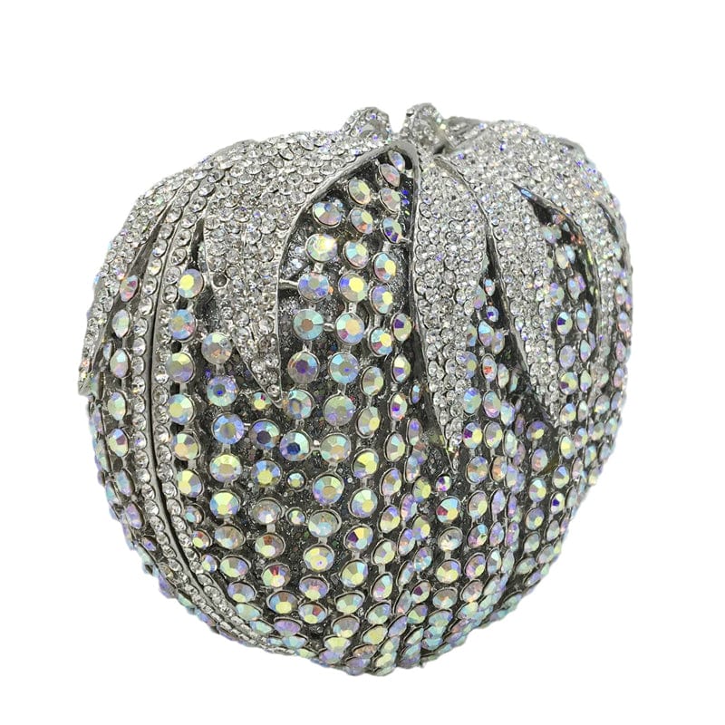 18X12X8CM / silver Luxury Rhinestones Handbag and Purses Silver AB Crystal Pumpkin Women Mini  Evening Clutch Bag Wedding Purse