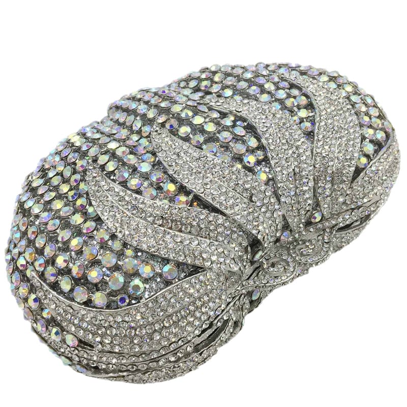 18X12X8CM / silver Luxury Rhinestones Handbag and Purses Silver AB Crystal Pumpkin Women Mini  Evening Clutch Bag Wedding Purse